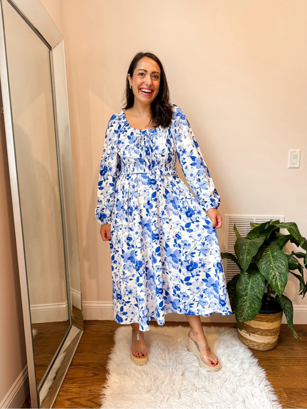 Cupshe White and Blue Floral Maxi Dress
